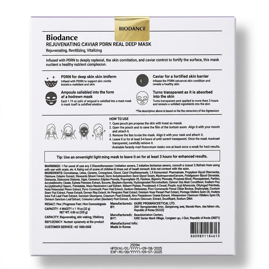 Biodance Caviar PDRN Mask 4er Pack | Anti-Aging Tuchmaske