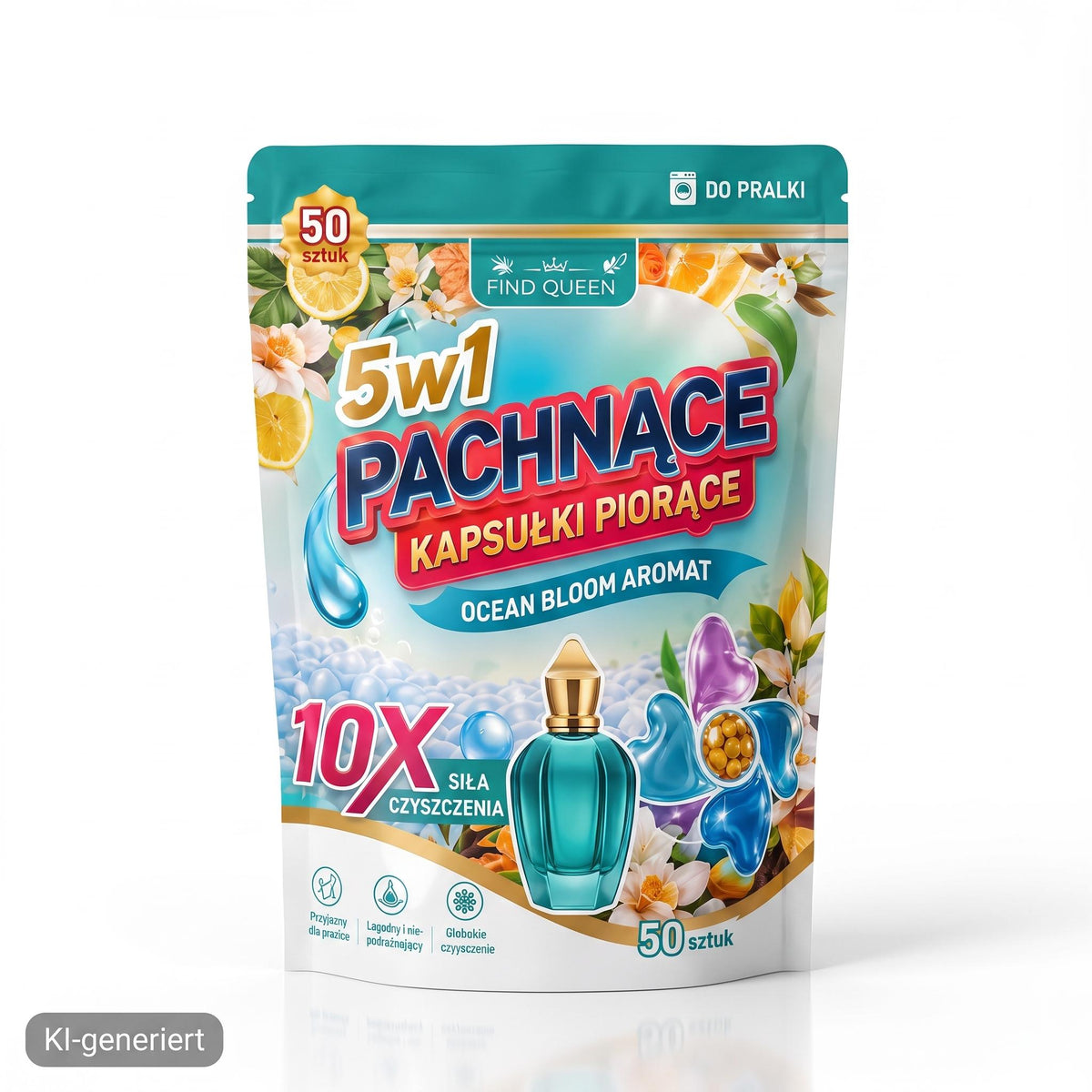 Find Queen 5in1 Duft-Waschkapseln – Ocean Bloom Edition, 50 Stück Vollwaschmittel-Kapseln für die Waschmaschine