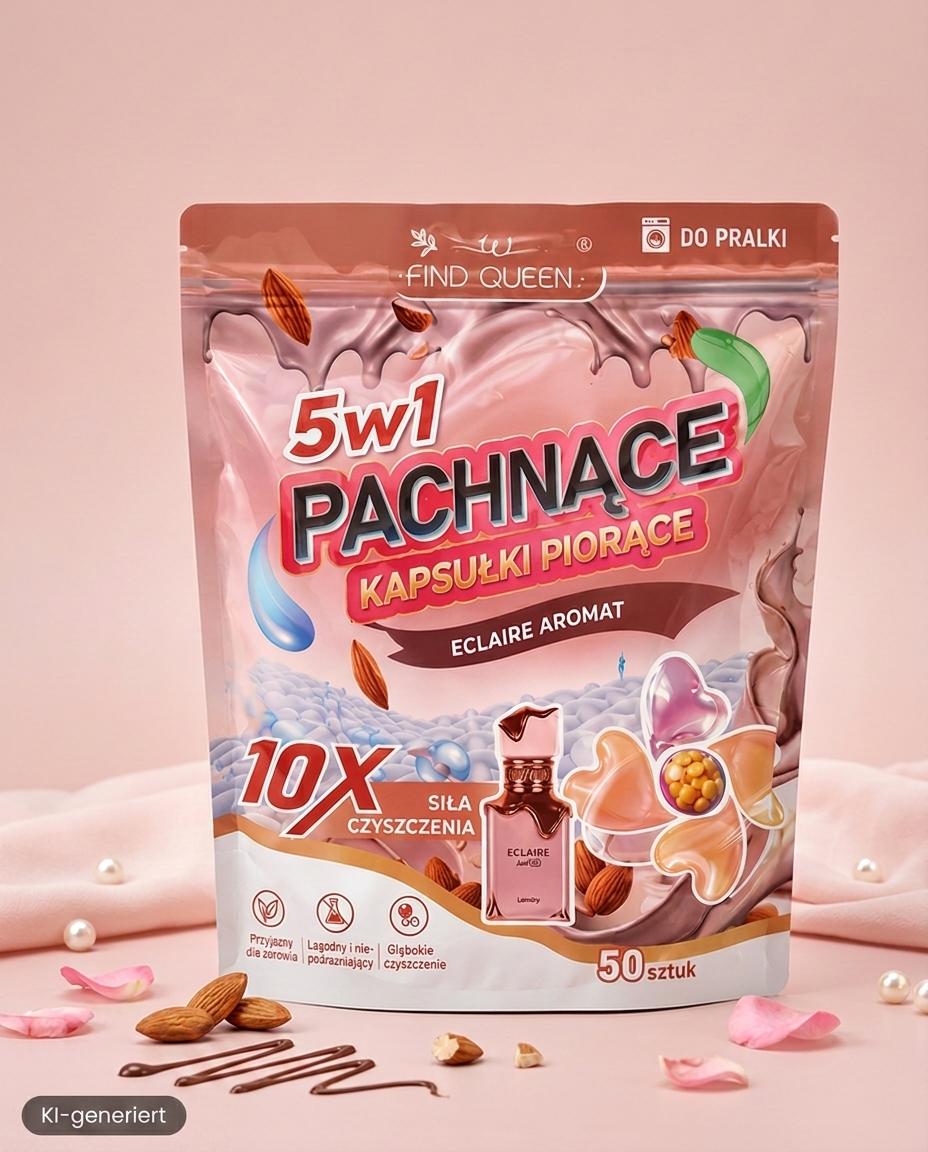 Find Queen 5in1 Duft-Waschkapseln – Lataffa Eclaire Edition, 50 Stück Vollwaschmittel-Kapseln für die Waschmaschine