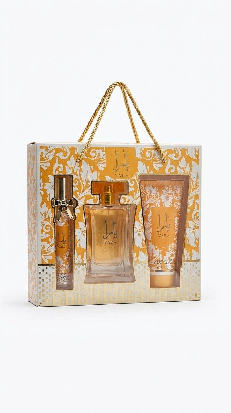 YARA Eau de Parfum Geschenkset, 3-teilig (EDP 50 ml, Body Splash 20 ml, Body Lotion 90 ml)
