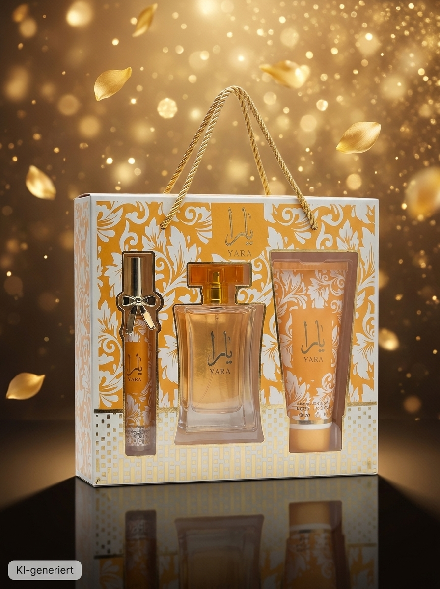 YARA Eau de Parfum Geschenkset, 3-teilig (EDP 50 ml, Body Splash 20 ml, Body Lotion 90 ml)